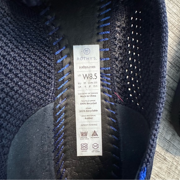 Rothy’s The Point Maritime Lattice Stitch Navy Blue Ballet Flat Womens Sz. W8.5 - Picture 7 of 7